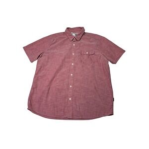 Patagonia Mens Large Short Sleeve Button Down Shirt Red Organic Cotton Blend
